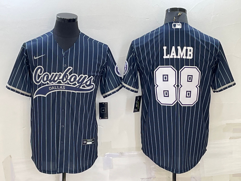 Men's Dallas Cowboys CeeDee Lamb #88 Navy Jersey Joint Edition
